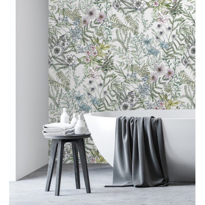 Papel pintado flores y hojas silvestres - Marseille 679379