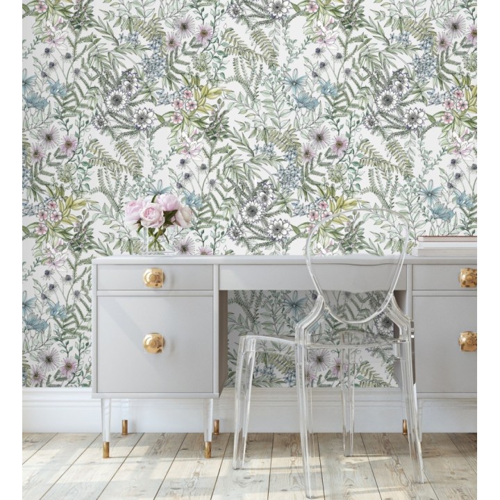 Papel pintado flores y hojas silvestres - Marseille 679379