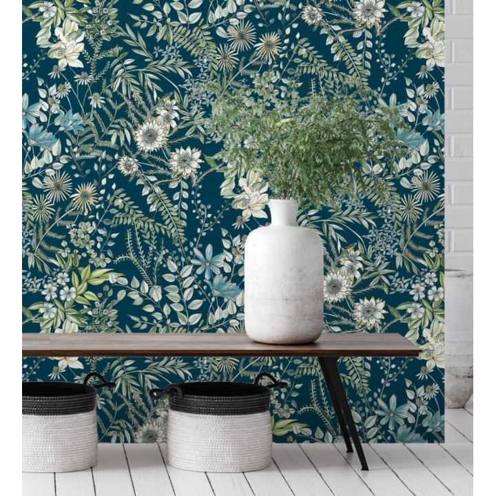 Papel pintado flores y hojas silvestres - Marseille 679380