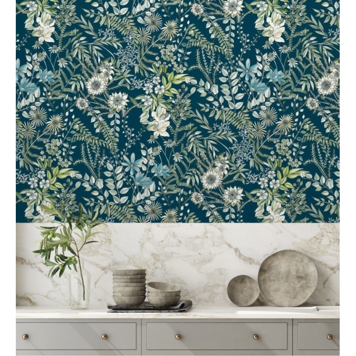 Papel pintado flores y hojas silvestres - Marseille 679380