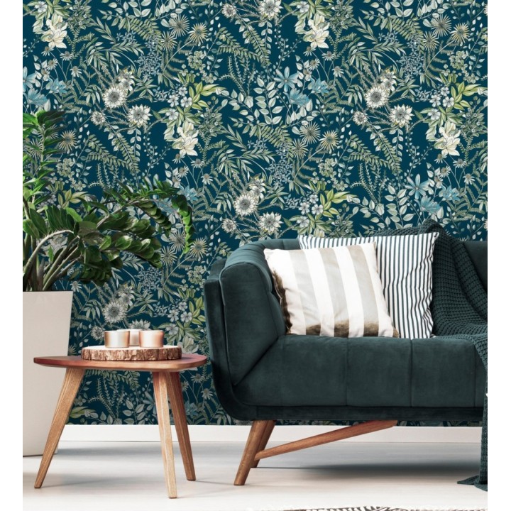 Papel pintado flores y hojas silvestres - Marseille 679380