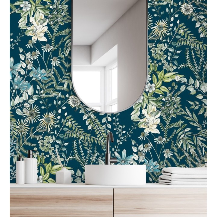 Papel pintado flores y hojas silvestres - Marseille 679380