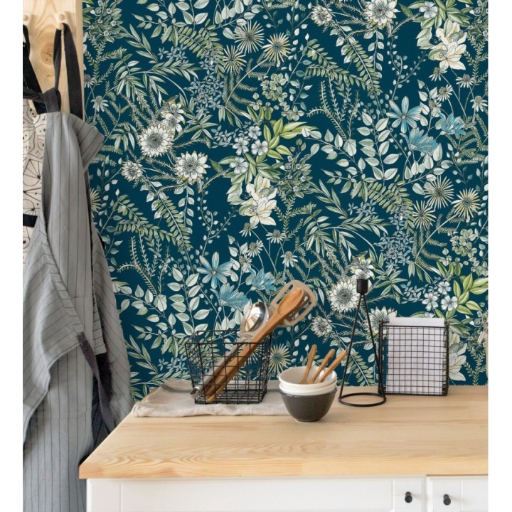 Papel pintado flores y hojas silvestres - Marseille 679380