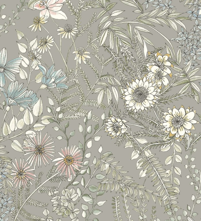 Papel pintado flores y hojas silvestres - Marseille 679381