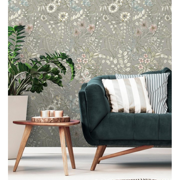 Papel pintado flores y hojas silvestres - Marseille 679381