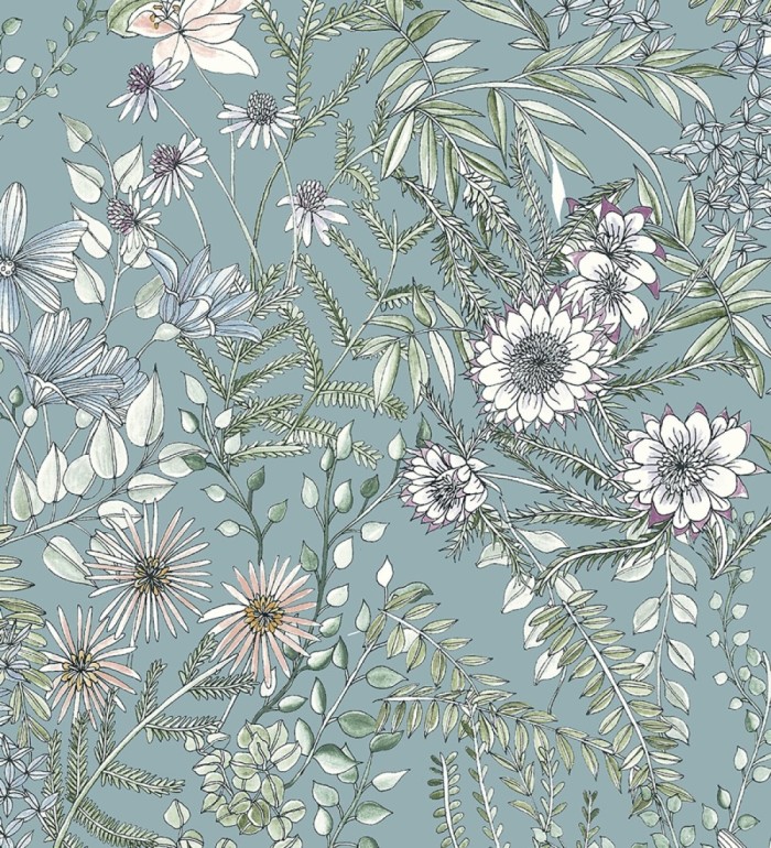 Papel pintado flores y hojas silvestres - Marseille 679382