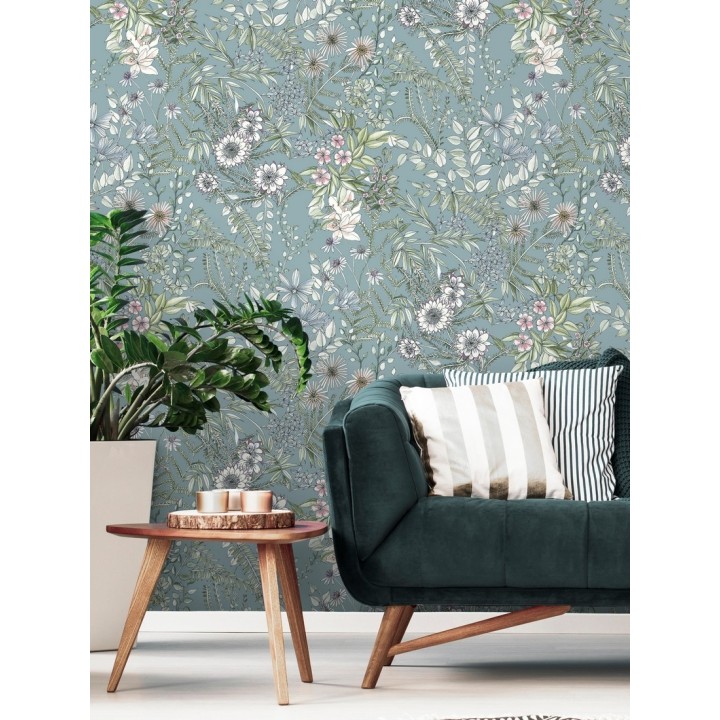 Papel pintado flores y hojas silvestres - Marseille 679382