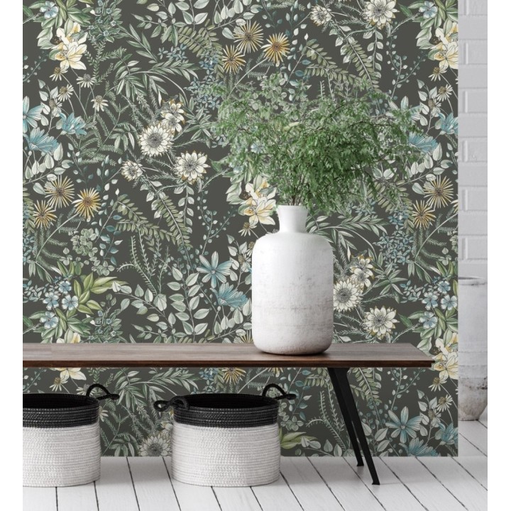 Papel pintado flores y hojas silvestres - Marseille 679383