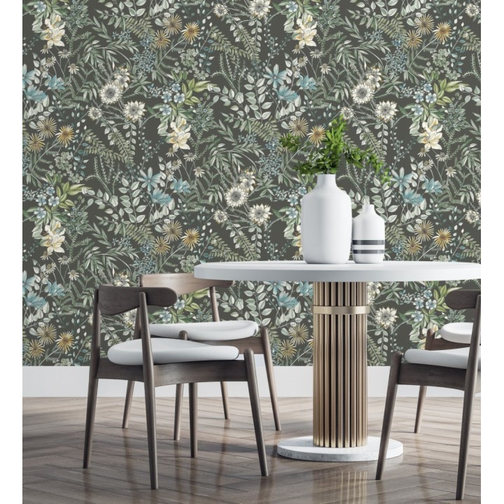 Papel pintado flores y hojas silvestres - Marseille 679383