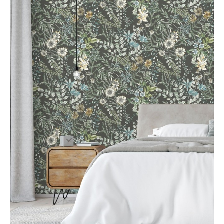 Papel pintado flores y hojas silvestres - Marseille 679383