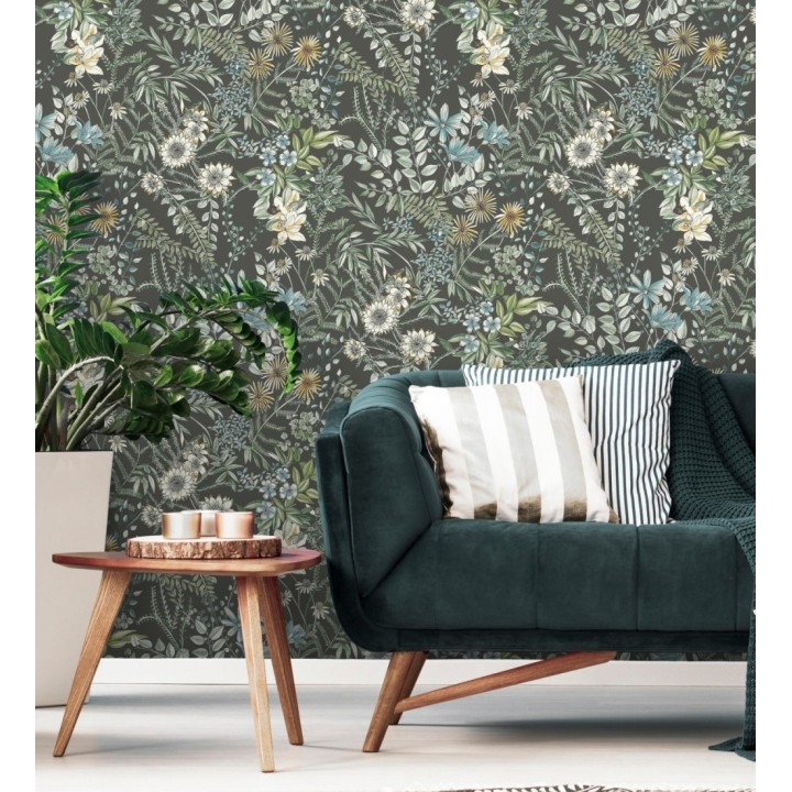 Papel pintado flores y hojas silvestres - Marseille 679383