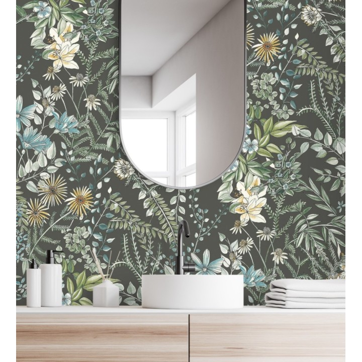 Papel pintado flores y hojas silvestres - Marseille 679383