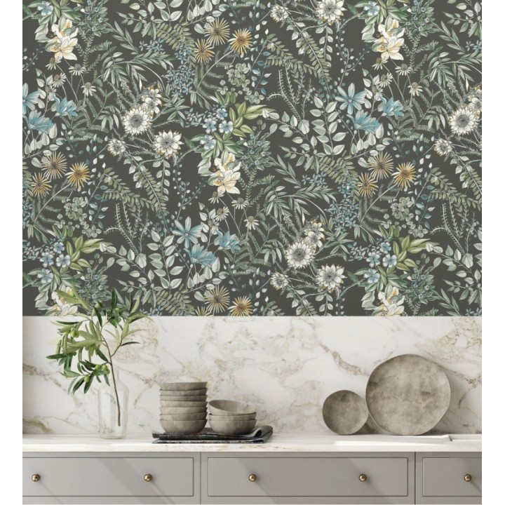 Papel pintado flores y hojas silvestres - Marseille 679383