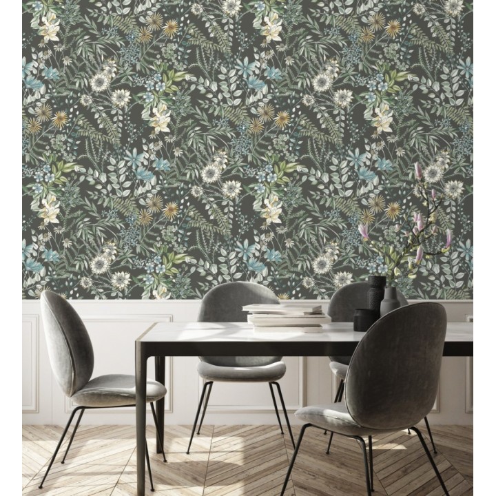 Papel pintado flores y hojas silvestres - Marseille 679383