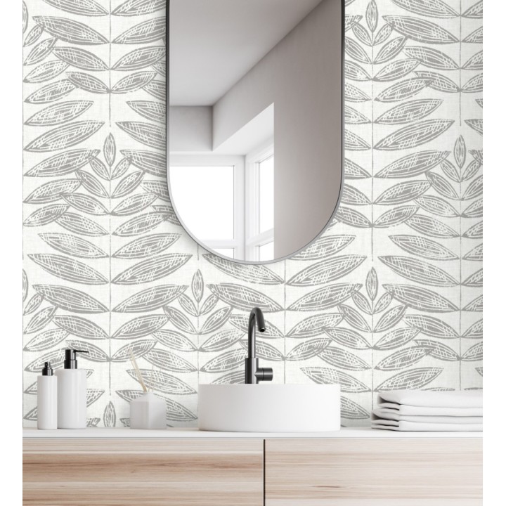 Papel pintado hojas grises de estilo nórdico - Quebec Leaves 679393
