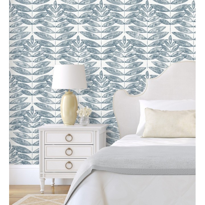 Papel pintado hojas azules de estilo nórdico - Quebec Leaves 679394