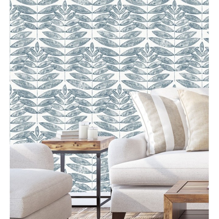 Papel pintado hojas azules de estilo nórdico - Quebec Leaves 679394