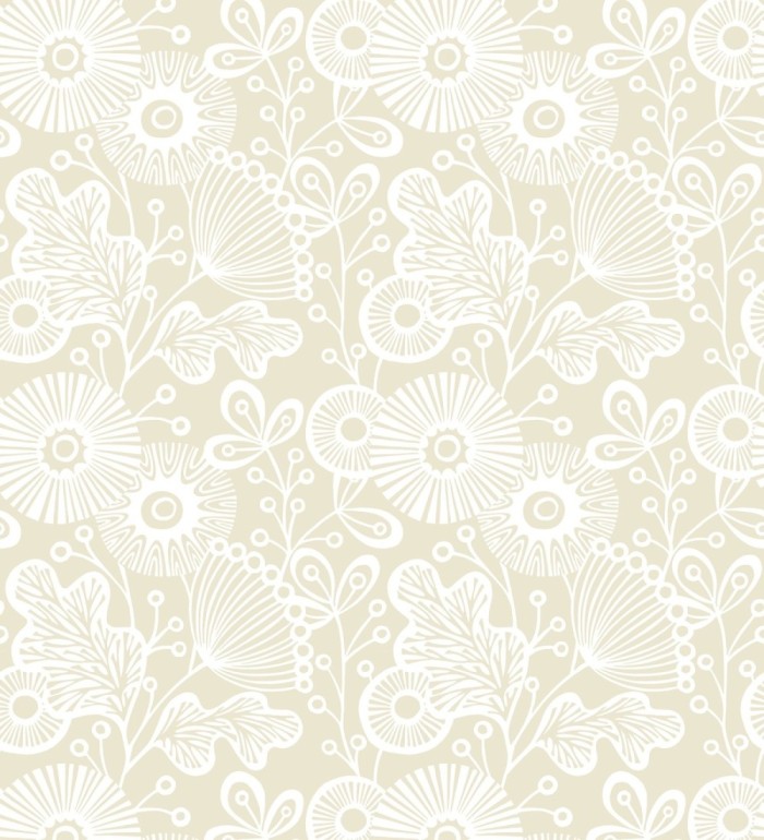 Papel pintado flores nórdicas tonos beige - Sunday Flowers 679400