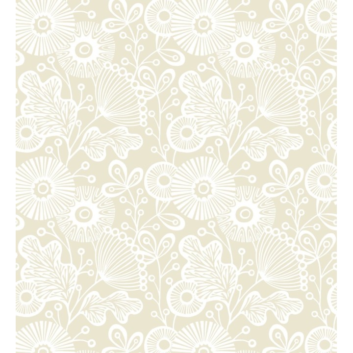 Papel pintado flores nórdicas tonos beige - Sunday Flowers 679400