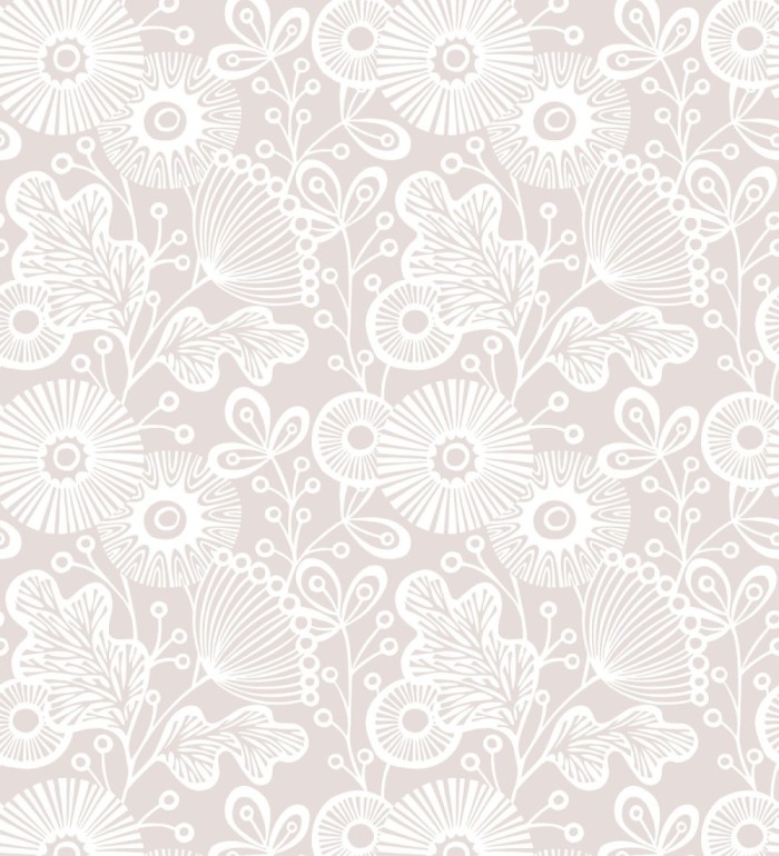 Papel pintado flores nórdicas tonos rosas - Sunday Flowers 679401