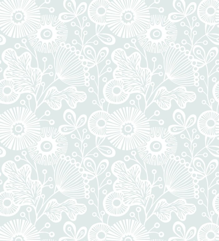 Papel pintado flores nórdicas tonos celestes - Sunday Flowers 679402