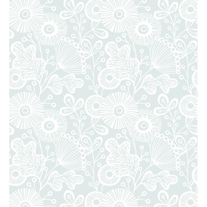 Papel pintado flores nórdicas tonos celestes - Sunday Flowers 679402