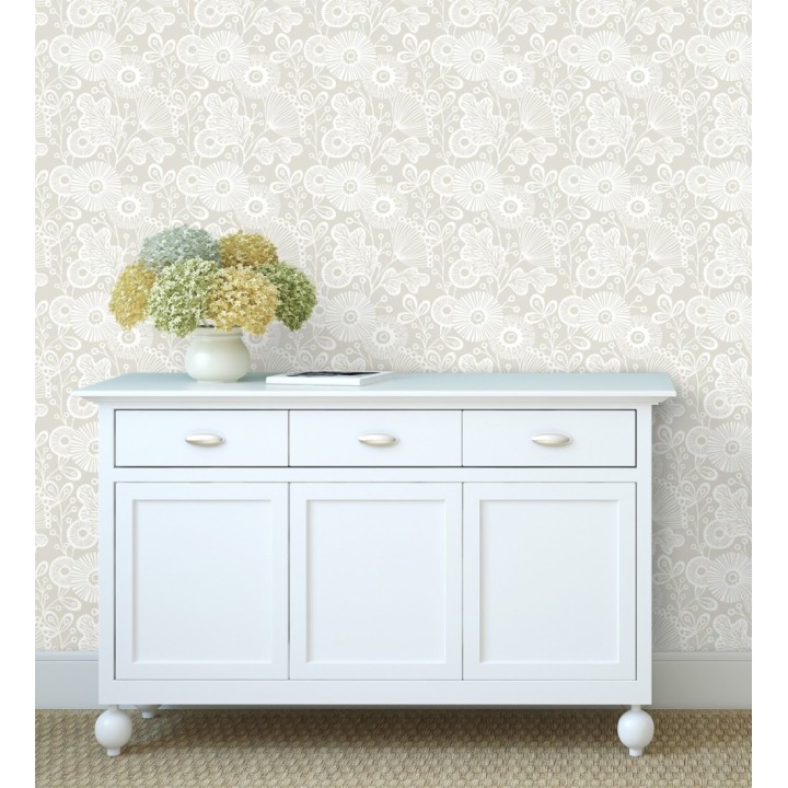 Papel pintado flores nórdicas tonos claros - Sunday Flowers 679404