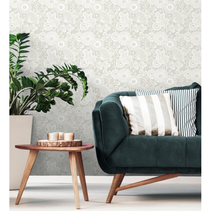 Papel pintado flores nórdicas tonos claros - Sunday Flowers 679404