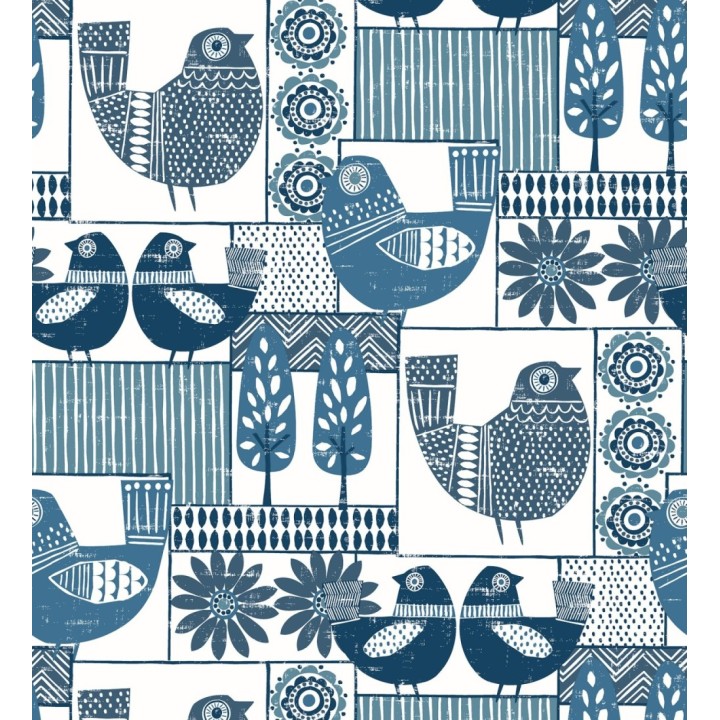 Papel pintado de gallinas y árboles con estilo nórdico - Scandi Birds 679405