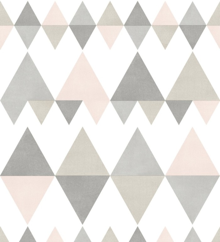 Papel pintado rombos y triángulos estilo nórdico tonos rosa y gris - Hans Metrix 679420