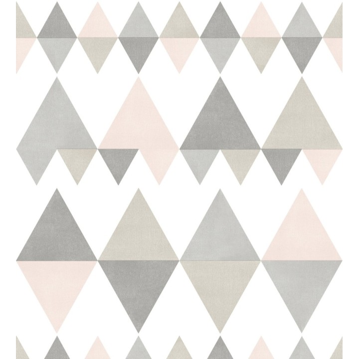 Papel pintado rombos y triángulos estilo nórdico tonos rosa y gris - Hans Metrix 679420