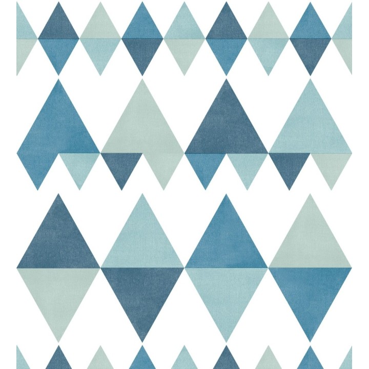 Papel pintado rombos y triángulos estilo nórdico tonos azules y turquesas - Hans Metrix 679421
