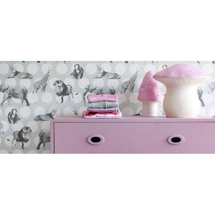 Papel pintado animales de África con fondo de lunares - Gabú 7319