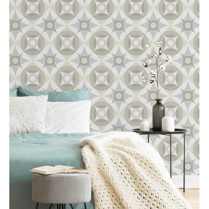 Papel pintado geométrico de círculos estilo nórdico - Willem Norsk 679426