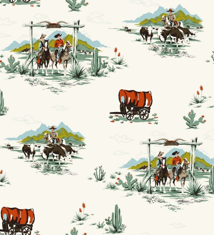 Papel pintado campamento vaquero y cowboys infantiles - The Western 7323