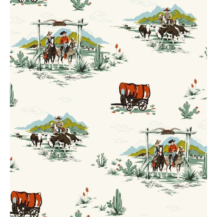 Papel pintado campamento vaquero y cowboys infantiles - The Western 7323