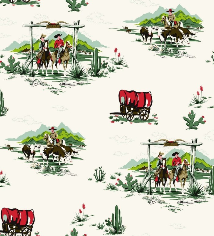 Papel pintado campamento vaquero y cowboys infantiles - The Western 7324