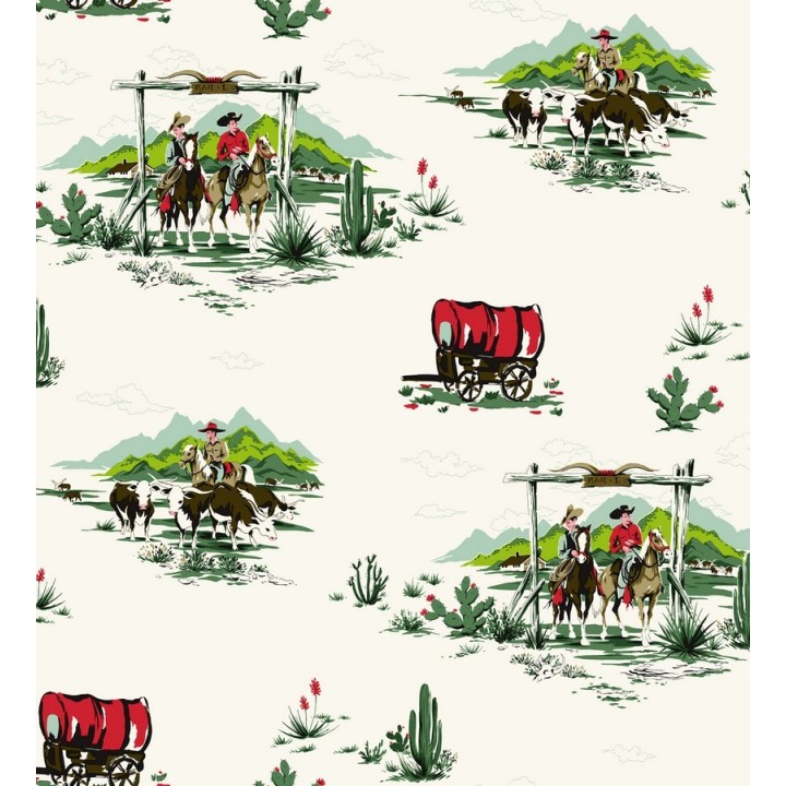 Papel pintado campamento vaquero y cowboys infantiles - The Western 7324