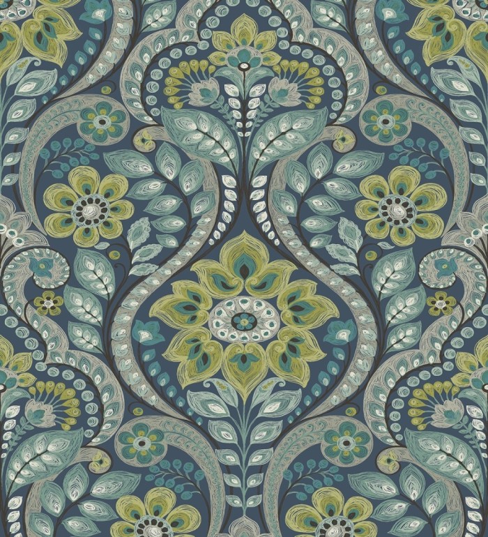 Papel pintado damasco floral moderno estilo hindú - Regency Damask 679445