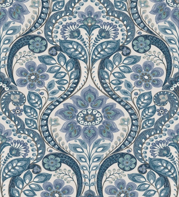 Papel pintado damasco floral moderno estilo hindú - Regency Damask 679446