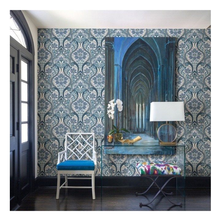 Papel pintado damasco floral moderno estilo hindú - Regency Damask 679446