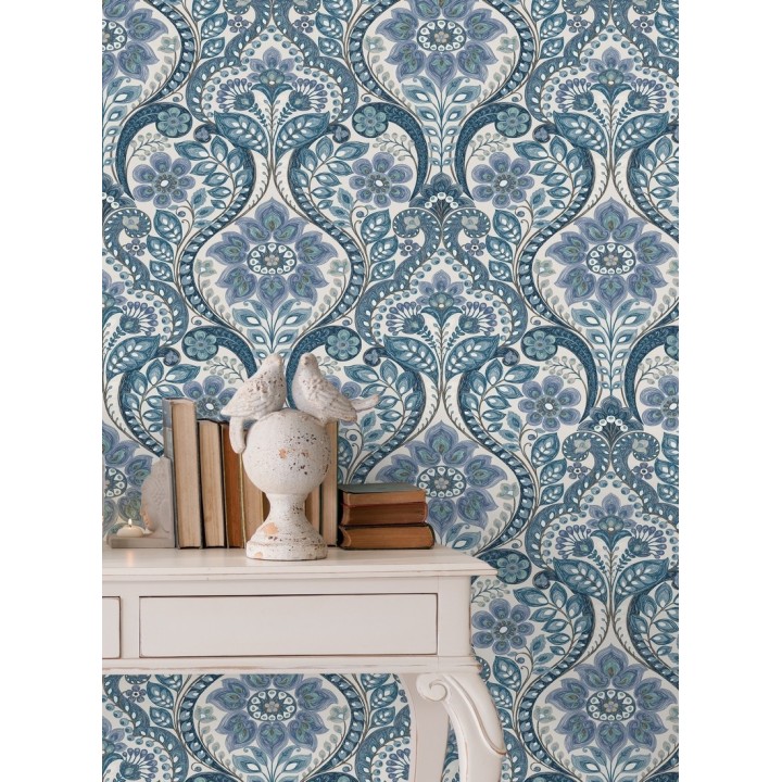 Papel pintado damasco floral moderno estilo hindú - Regency Damask 679446