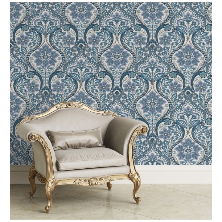 Papel pintado damasco floral moderno estilo hindú - Regency Damask 679446