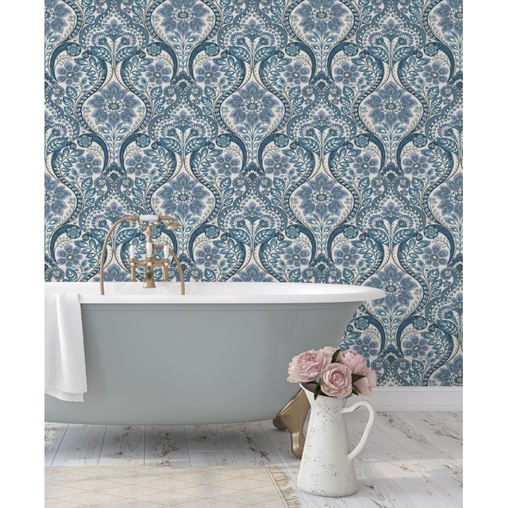 Papel pintado damasco floral moderno estilo hindú - Regency Damask 679446