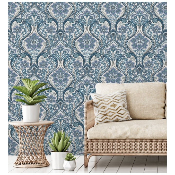 Papel pintado damasco floral moderno estilo hindú - Regency Damask 679446