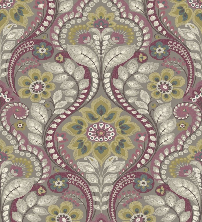 Papel pintado damasco floral moderno estilo hindú - Regency Damask 679447