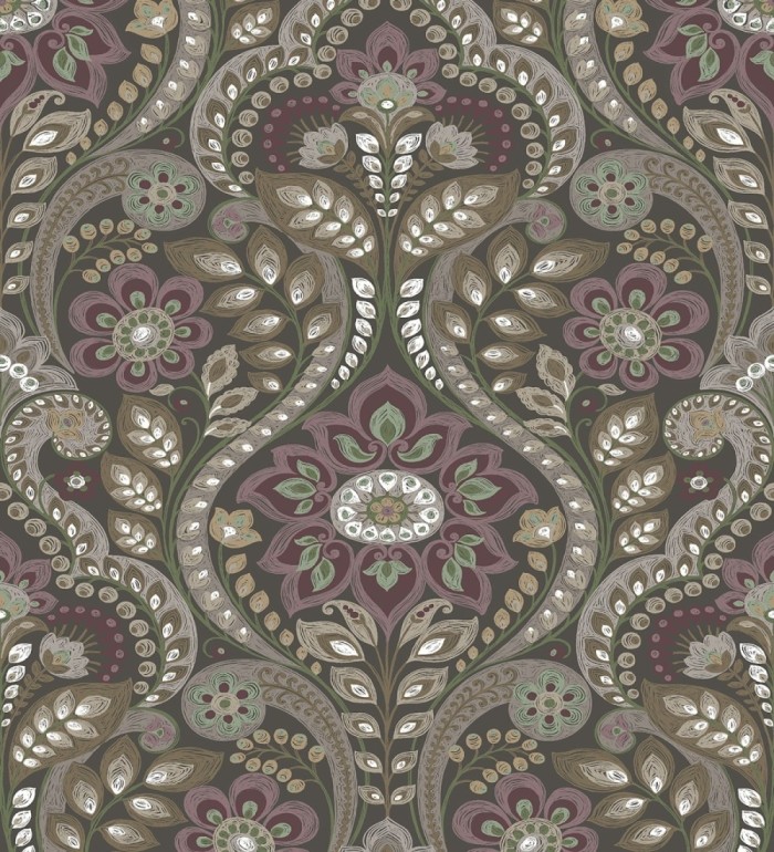 Papel pintado damasco floral moderno estilo hindú - Regency Damask 679448