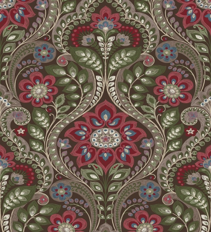 Papel pintado damasco floral moderno estilo hindú - Regency Damask 679449
