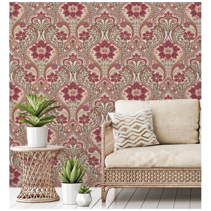 Papel pintado damasco floral moderno estilo hindú - Regency Damask 679450