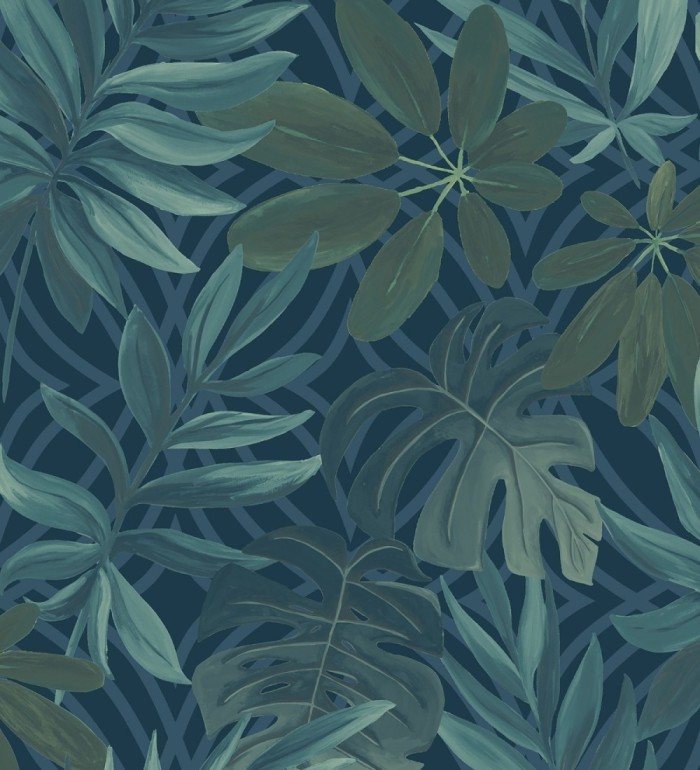 Papel pintado hojas grandes de monstera turquesa tropical - Palm Springs 679452